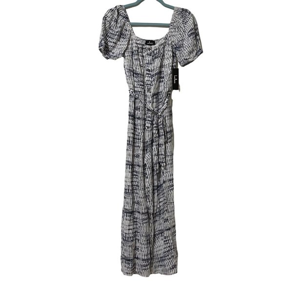 NWT Lulu’s women’s sIze XS purple print belted cropped jumpsuit - Picture 1 of 10